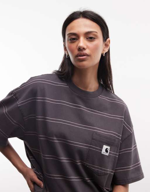 Carhartt WIP - Bert - Camiseta gris grafito multicolor a rayas con bolsillo, 2 de 4