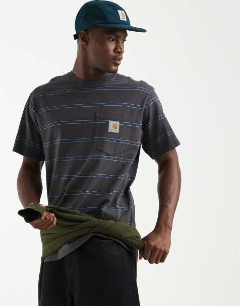 Carhartt WIP – Bert – Grå, randig t-shirt - view 1