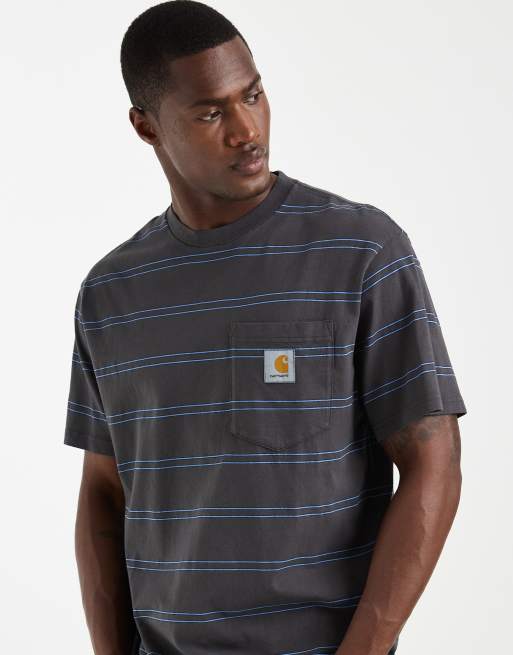 Carhartt WIP bert stripe t-shirt in grey, 3 of 5