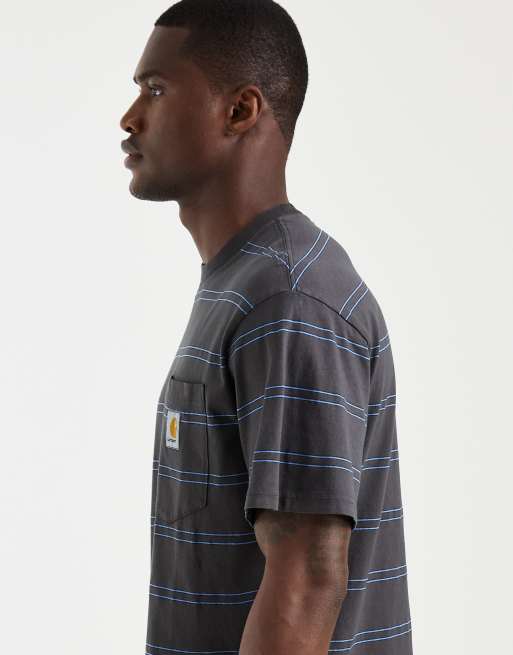 Carhartt WIP bert stripe t-shirt in grey, 4 of 5