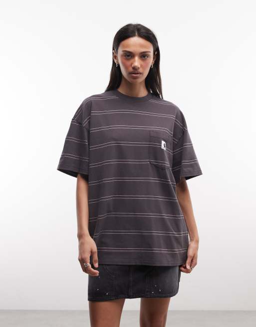 Carhartt WIP - Bert - T-shirt à rayures avec poche - Graphite multicolore