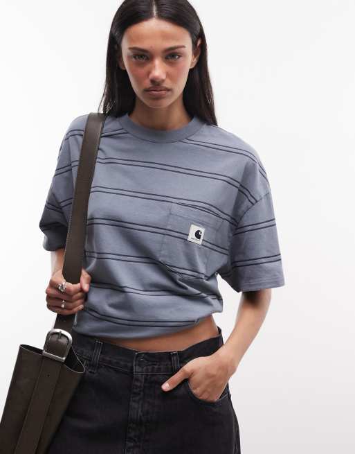 Carhartt WIP - Bert - T-shirt avec poche à rayures - Bleu multicolore