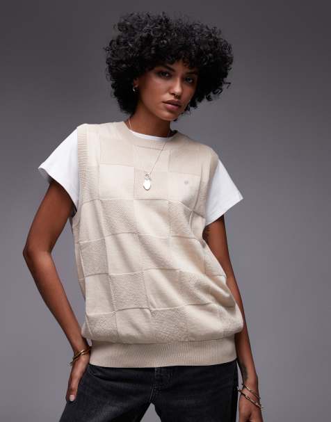 Carhartt WIP checker knit vest in beige