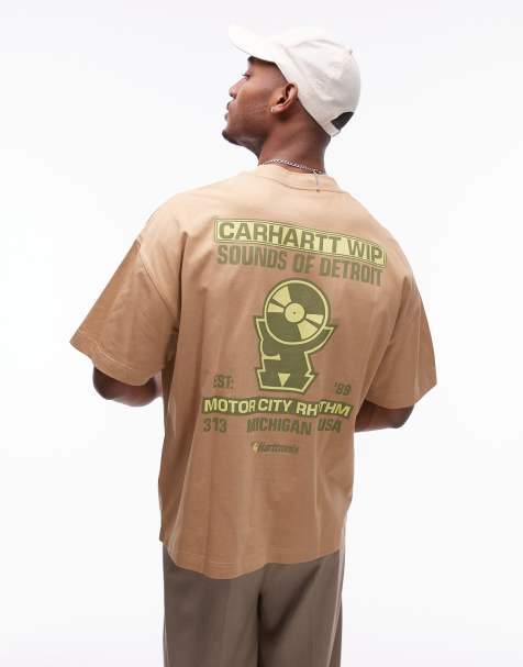 Carhartt WIP – Bezowy T-shirt z krótkim rękawem i napisem Harttronix - view 1
