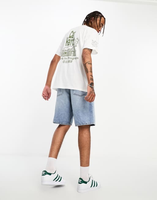 Carhartt WIP – Biały T-shirt z kieszonką i motywem domu
