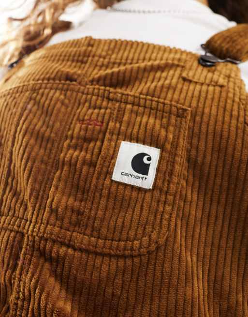 Carhartt WIP bib corduroy overall straight leg in brown