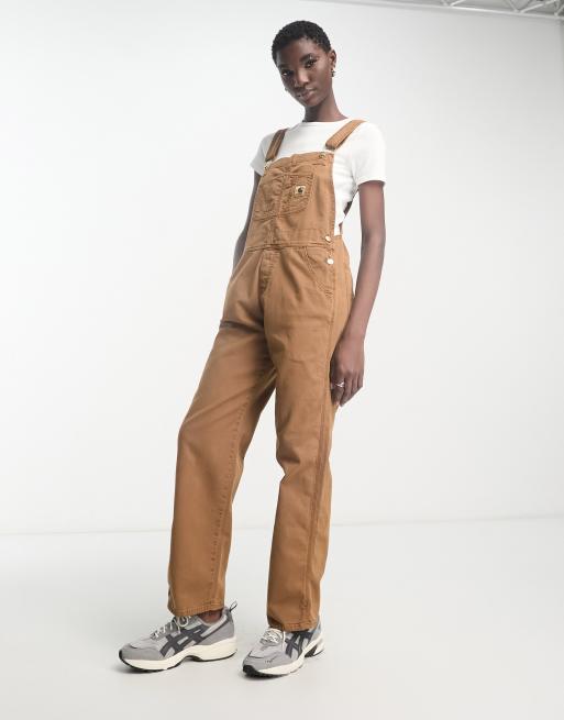 Carhartt WIP Organic Bib overall in brown, ASOS