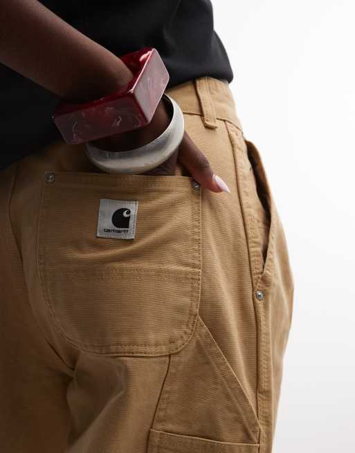 Carhartt WIP Billie pantaloni single knee in dusty hamilton brown, 3 di 5