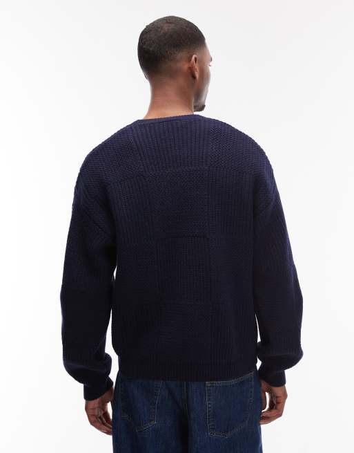 Carhartt WIP bishop cable knitted jumper in navy, 3 of 5