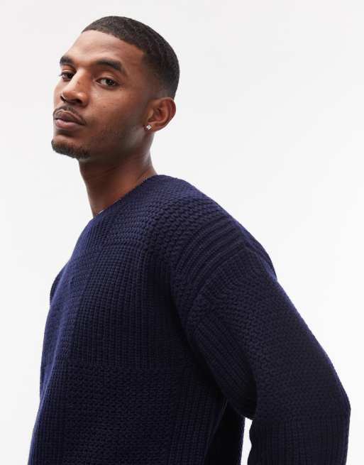Carhartt WIP bishop cable knitted jumper in navy, 4 of 5