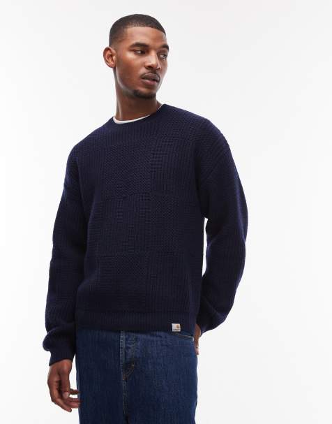 Carhartt WIP – Bishop – Zopfstrickpullover in Marineblau - view 1