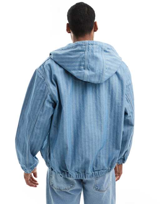 Carhartt WIP – Blå jeansjacka med huvtröja och dragkedja, 3 av 4
