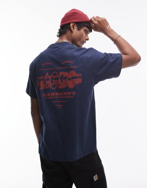 Carhartt WIP - Blå og kortærmet T-shirt med 'runaway'-print - view 1