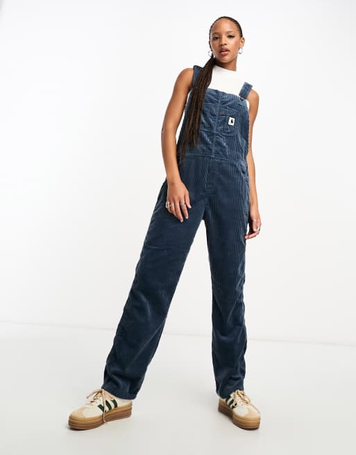 Carhartt WIP - Blå overalls i fløjl med smæk og lige ben