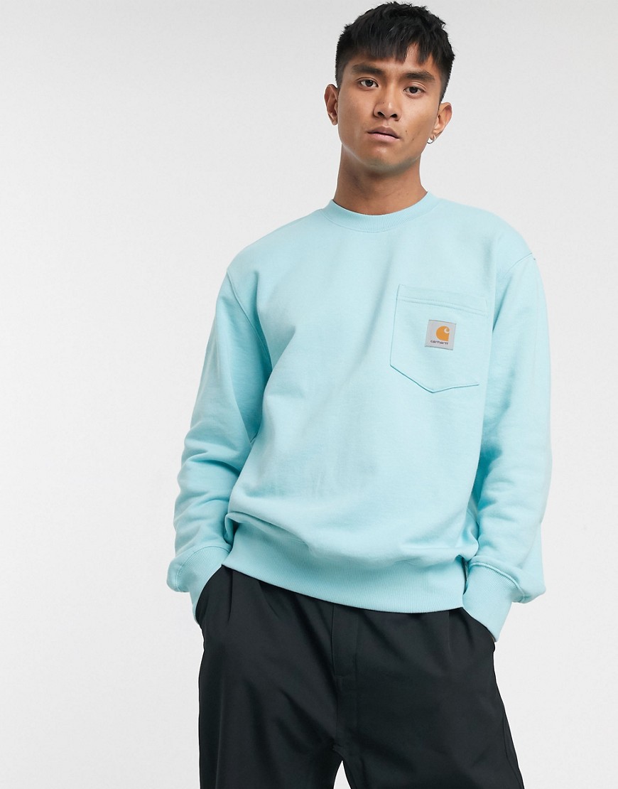 Carhartt WIP – Blå sweatshirt med ficka