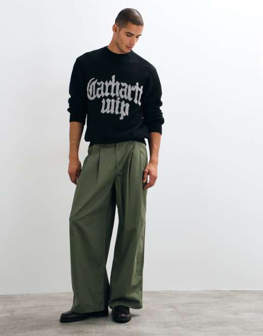 Carhartt WIP Blackletter-logga stickad tröja i svart, 2 av 5