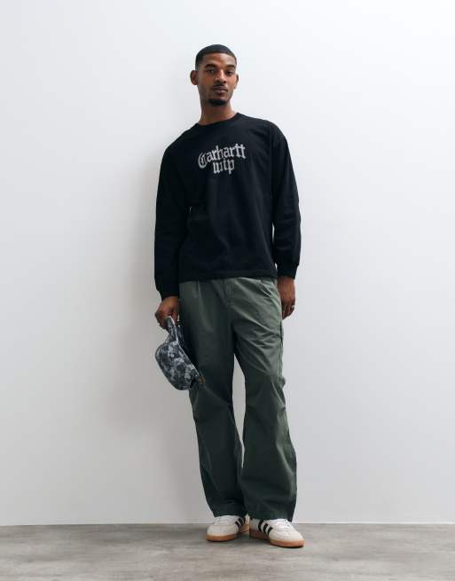 Carhartt WIP Blackletter logo long sleeve t-shirt in black, 2 of 5