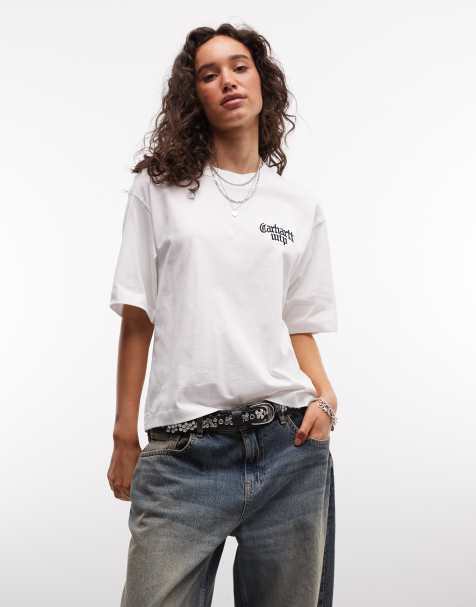 Carhartt WIP Blackletter-logo T-shirt i hvid - view 1
