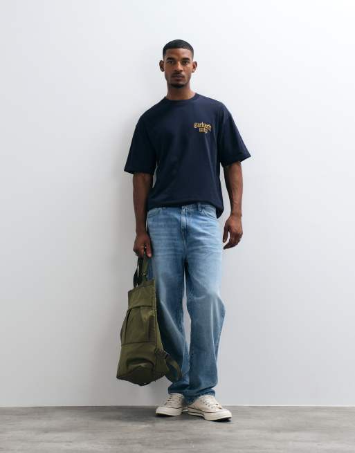Carhartt WIP Blackletter logo t-shirt in navy, 2 of 5