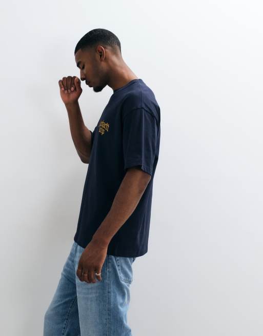 Carhartt WIP Blackletter logo t-shirt in navy, 3 of 5