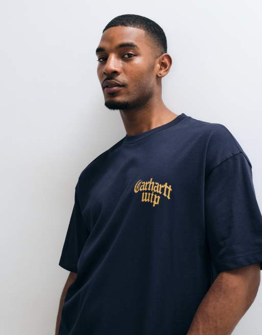 Carhartt WIP Blackletter logo t-shirt in navy, 4 of 5