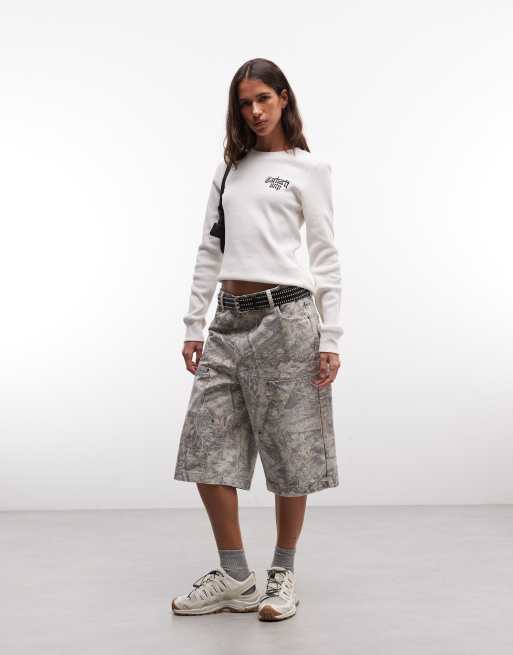 Carhartt WIP Blackletter logo waffle long sleeve t-shirt in off white, 2 of 4