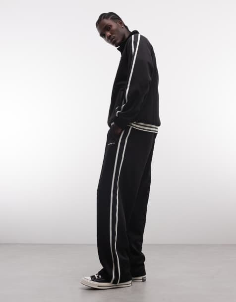 Carhartt WIP Bolar sweat pants in black with side stripe (Part of a set) - view 1