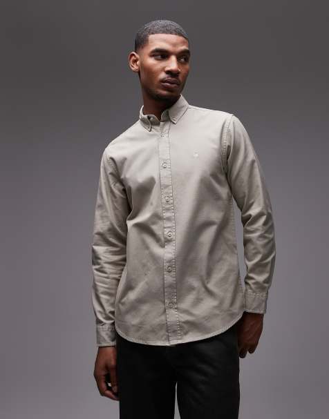 Carhartt WIP bolton long sleeve oxford shirt in stone - view 1