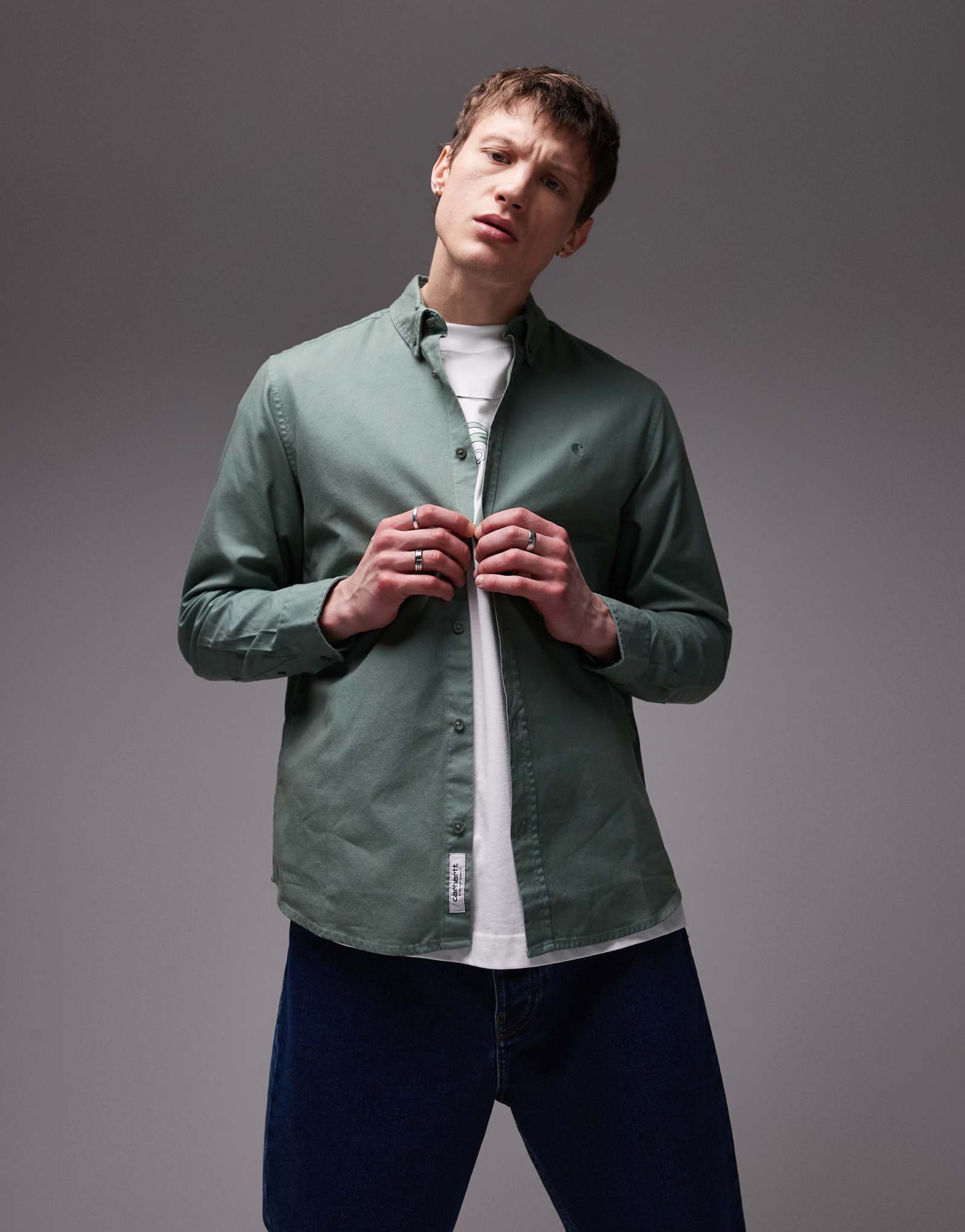 Рубашка Carhartt WIP bolton зеленого цвета