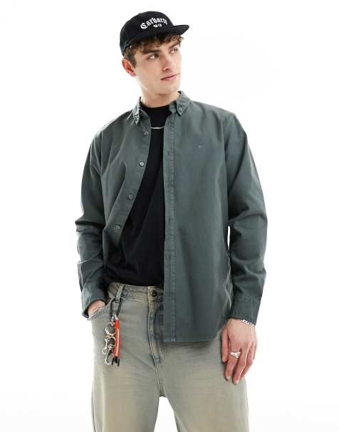 Carhartt WIP – Bolton – Zielona zapinana na guziki koszula - view 1