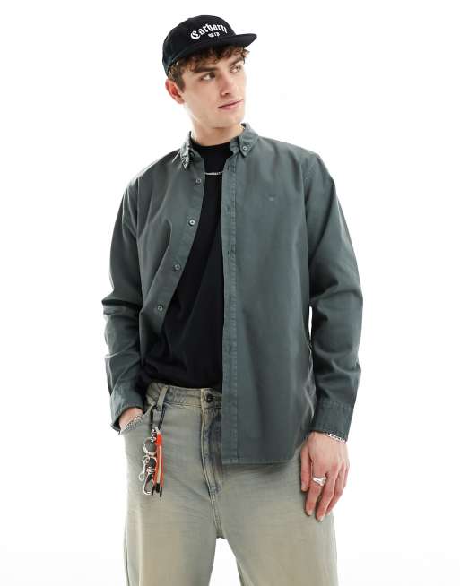 Carhartt WIP – Bolton – Zielona zapinana na guziki koszula