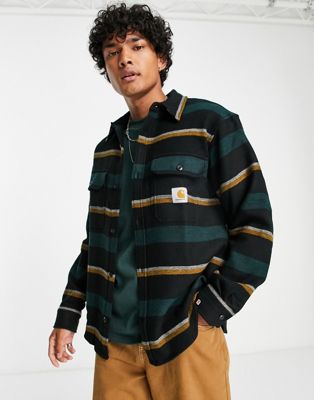 Carhartt WIP bowman stripe shirt in green - ASOS Price Checker
