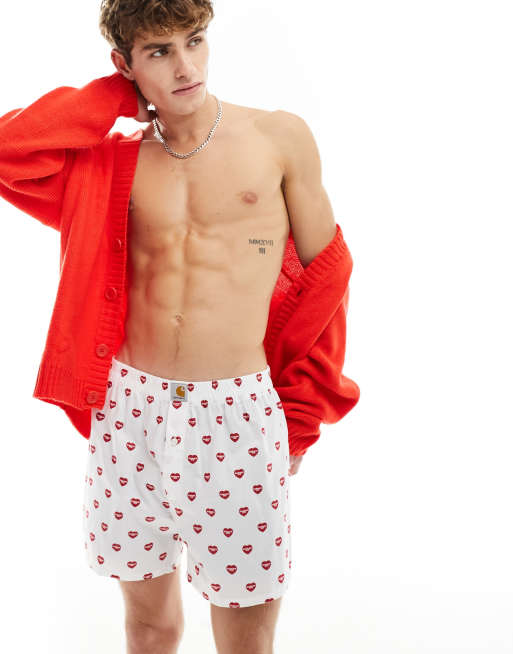 Carhartt WIP - Boxershort met hartenprint in wit