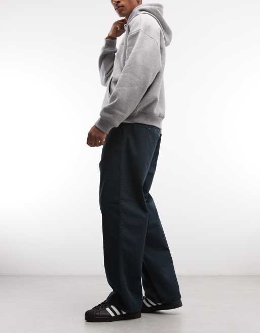 Carhartt WIP brady loose fit trousers in dark blue, 3 of 5