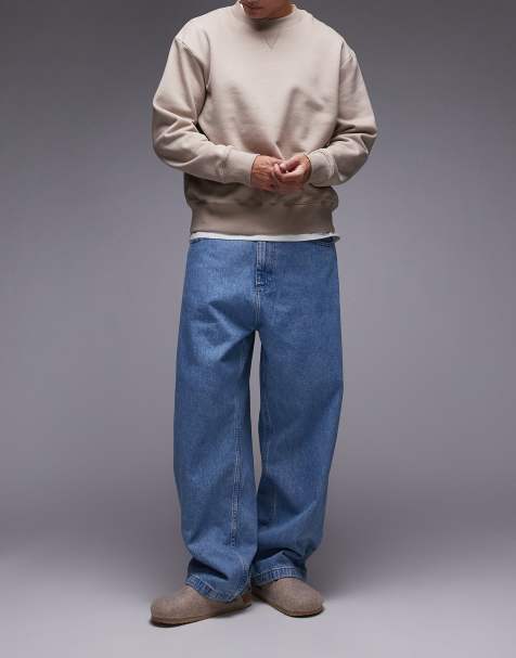 Carhartt WIP brandon baggy denim jeans in stone bleached blue - view 1