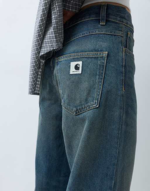 Carhartt WIP Brandon baggy løse jeans med lige pasform i blå stonewash, 4 af 5