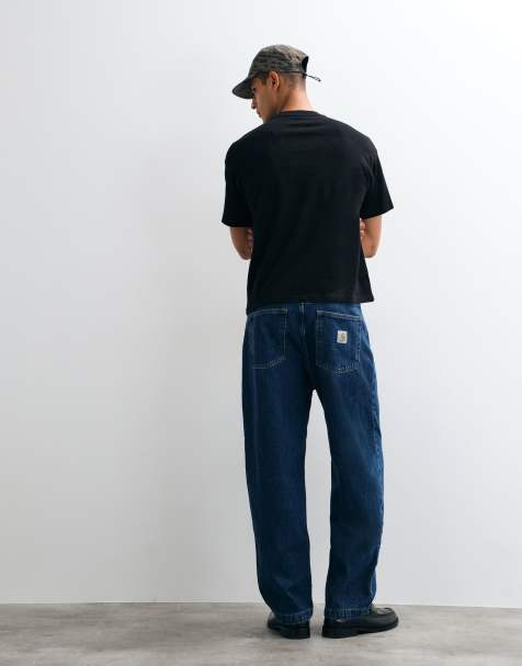 Carhartt WIP Brandon baggy Straight-Fit-Jeans mit lockerem Schnitt in Blau mit Stone-Waschung - view 1