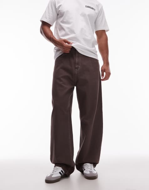 Carhartt WIP brandon baggy trousers in dark brown - view 1