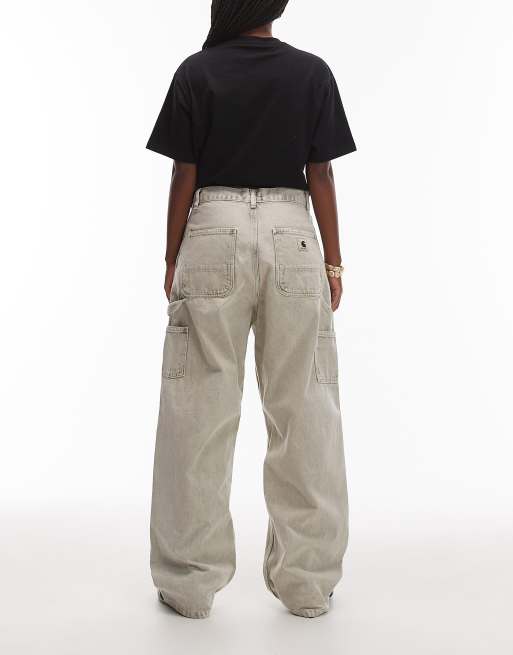 Carhartt WIP brandon double knee loose fit jeans in grey chalk wash, 3 of 5