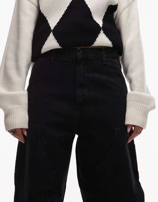 Carhartt Wip brandon double knee loose jeans in black stone wash, 5 of 5
