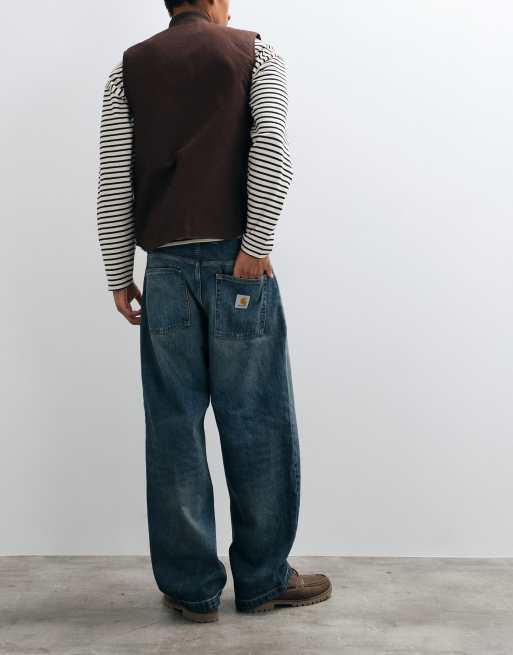 Carhartt WIP Brandon jean ample coupe droite décontractée délavé bleu sale, 2 de 5