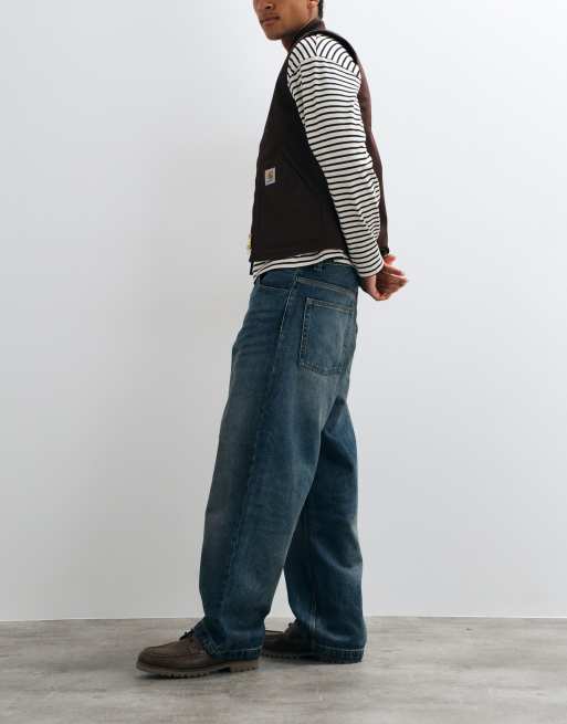 Carhartt WIP Brandon jean ample coupe droite décontractée délavé bleu sale, 4 de 5