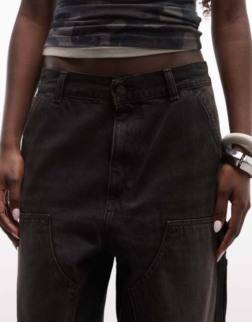 Carhartt WIP Brandon jean baggy coupe ample à double genou en délavage noir, 5 de 5