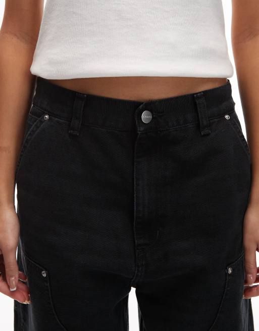 Carhartt WIP - Brandon - Jeans dritti ampi con ginocchia doppiate neri con abrasioni, 4 di 5