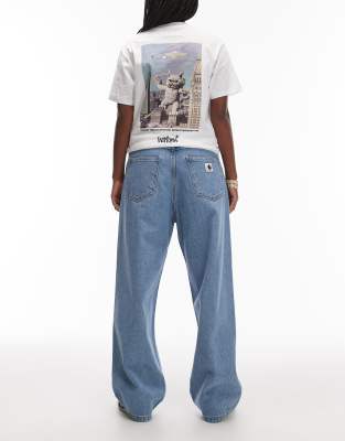 Carhartt WIP - Brandon - Lockere Jeans in Bleach-Stone-Waschung-Blau