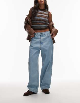 Carhartt WIP - Brandon - Lockere Straight-Fit-Jeans in starker Stone-Bleach-Waschung-Blau