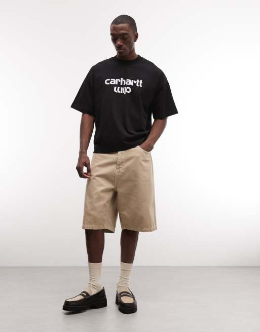 Carhartt WIP Brandon loose fit denim shorts in beige, 3 of 5