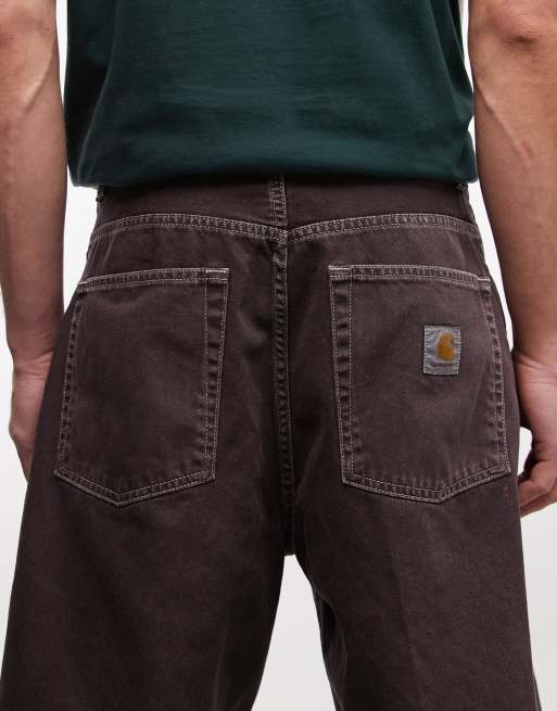 Carhartt WIP Brandon loose fit denim shorts in brown, 4 of 5