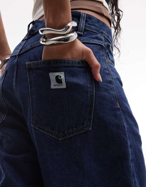 Carhartt WIP Brandon loose fit denim shorts in dark wash blue , 3 of 5