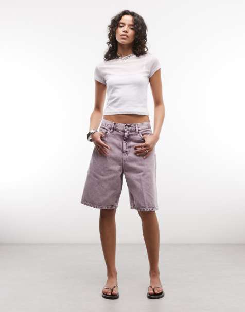 Carhartt WIP Brandon loose fit denim shorts in purple wash - view 1